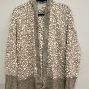 Hem and Thread soft taupe& cream hood cardigan sweater.. Size Small/ med P2P 22”